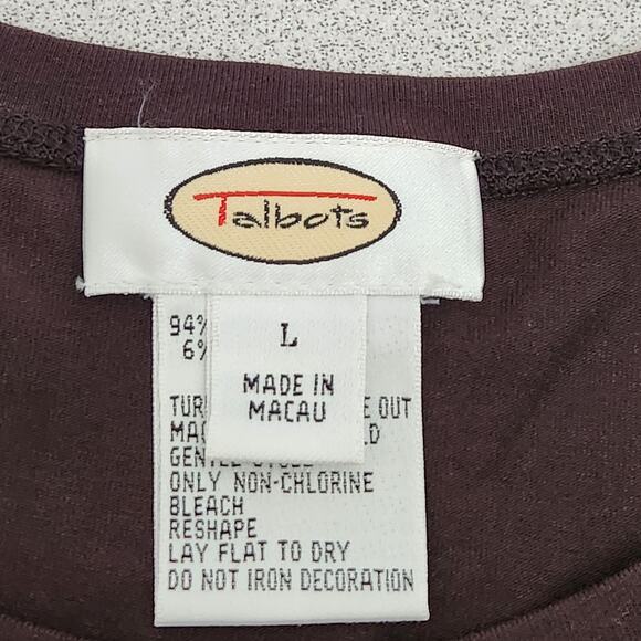 Talbots Brown Diamond Rhinestones Sleeveless Top Large Lightweight Stretch Soft - Picture 4 of 5
